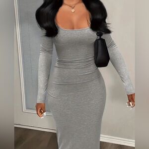 Grey bodycon maxi dress
